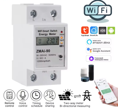 Công tơ điện tử 60A Bật/Tắt nguồn Wifi Tuya model ZMAI-90