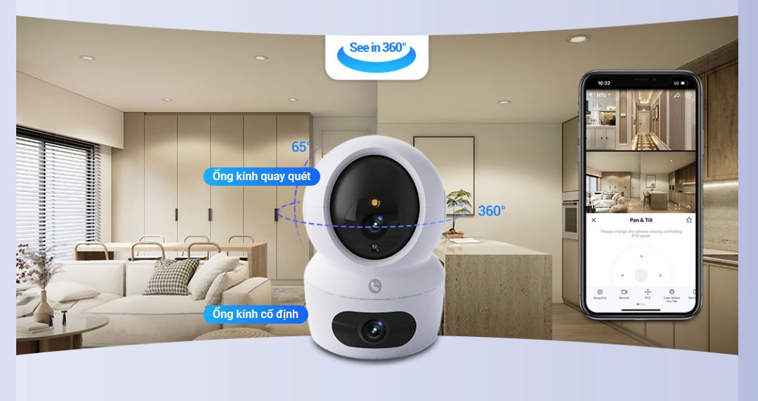 Camera 2 mắt EZVIZ H7c Wi-Fi quay quét có ống kính kép 