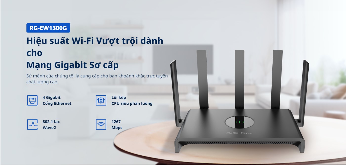 RG-EW1300G Bộ định tuyến vô tuyến Gigabit băng tần kép 1300M