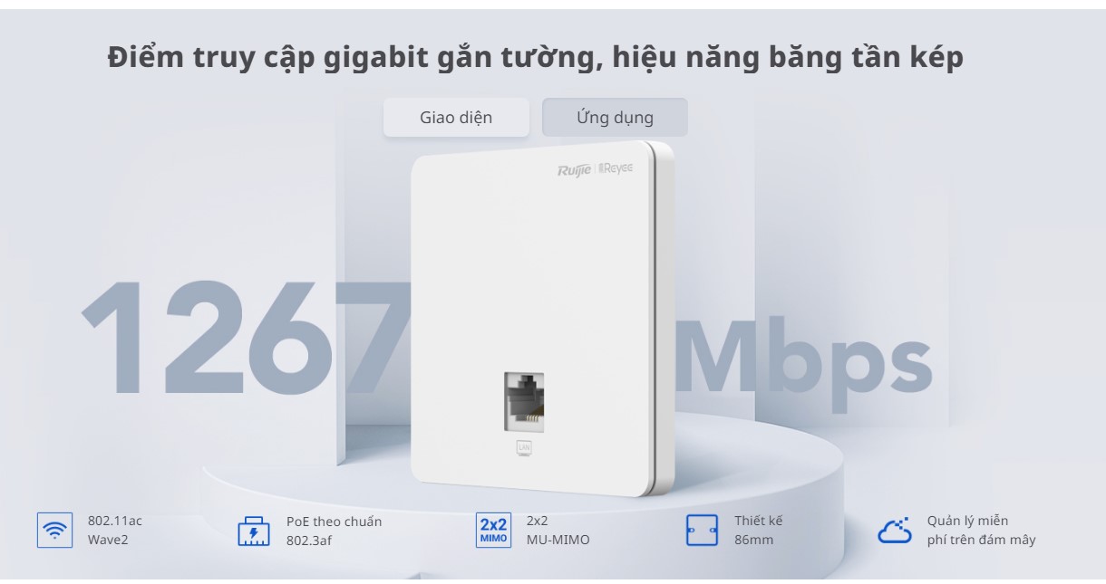 Bộ phát Wifi gắn âm tường RUIJIE REYEE RG-RAP1200(F)(P)